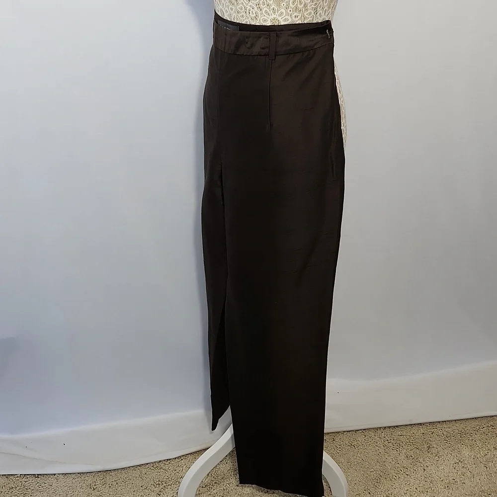 Banana Republic Women's Size 14 Brown Sheen 100% Silk Side Zip Closure Pants